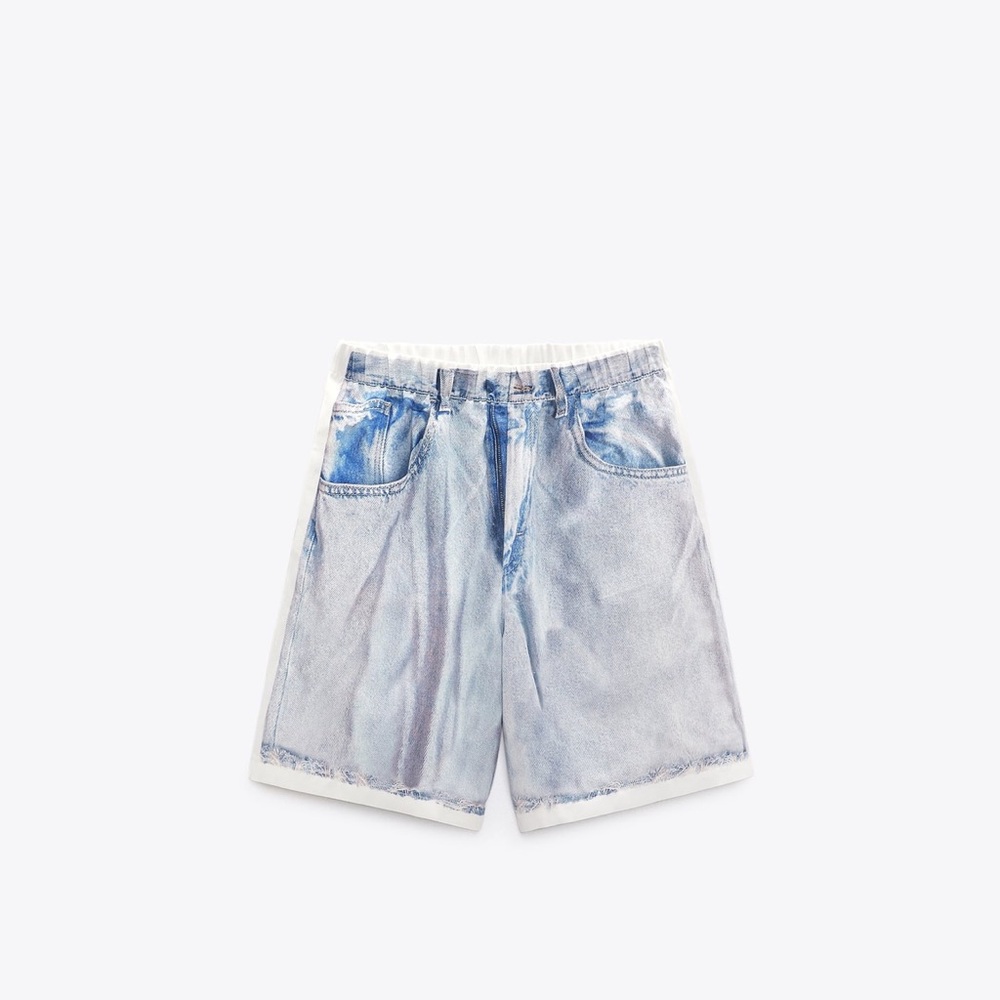 Zara Printed Denim Shorts
